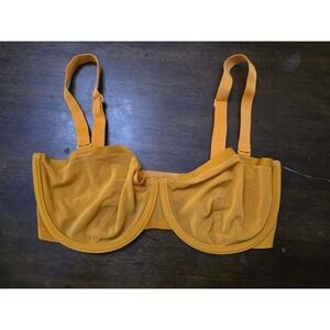 NWOT CUUP 32F The Balconette Mesh Orange Sheer Underwire Bra 126152
